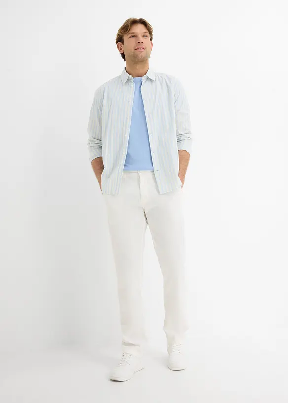 Chinos i linneblandning, normal passform, raka ben, bonprix