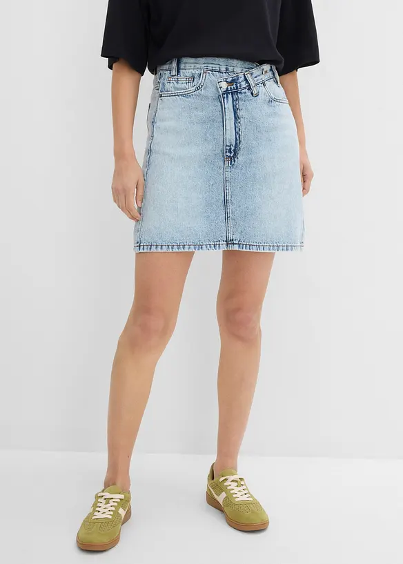 Jeanskjol med asymmetrisk midja, bonprix