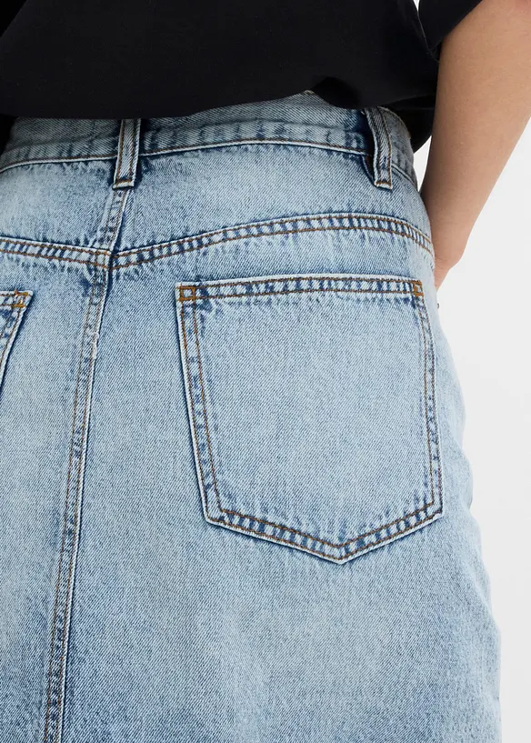 Jeanskjol med asymmetrisk midja, bonprix