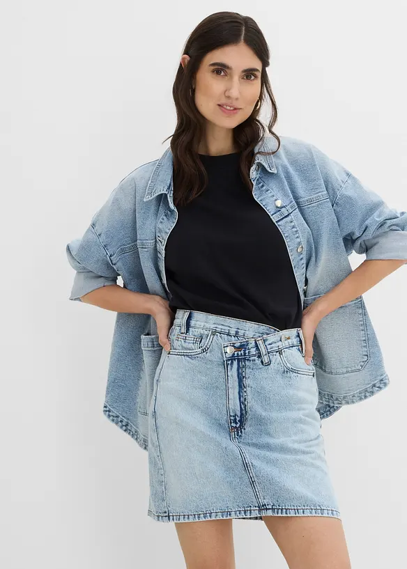 Jeanskjol med asymmetrisk midja, bonprix