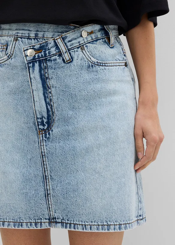 Jeanskjol med asymmetrisk midja, bonprix
