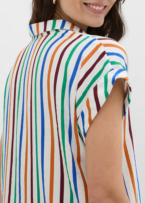 Kort&auml;rmad blus i viskosmix, bonprix