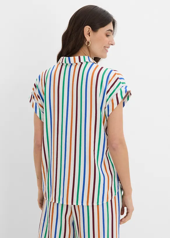 Kort&auml;rmad blus i viskosmix, bonprix