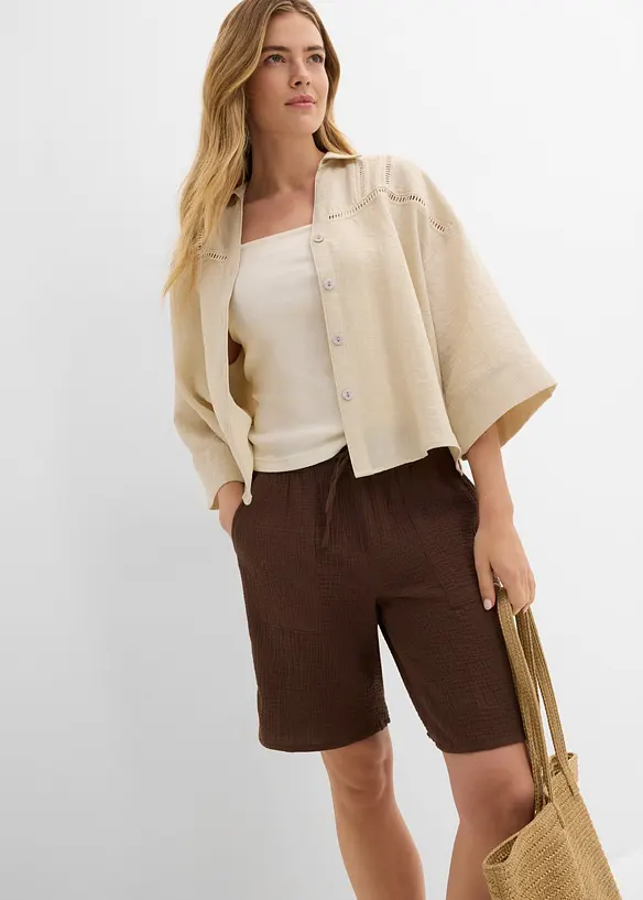 Dra p&aring;-shorts av muslin, bonprix