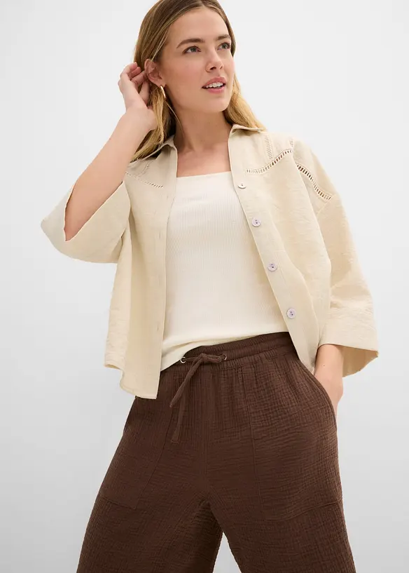 Dra p&aring;-shorts av muslin, bonprix