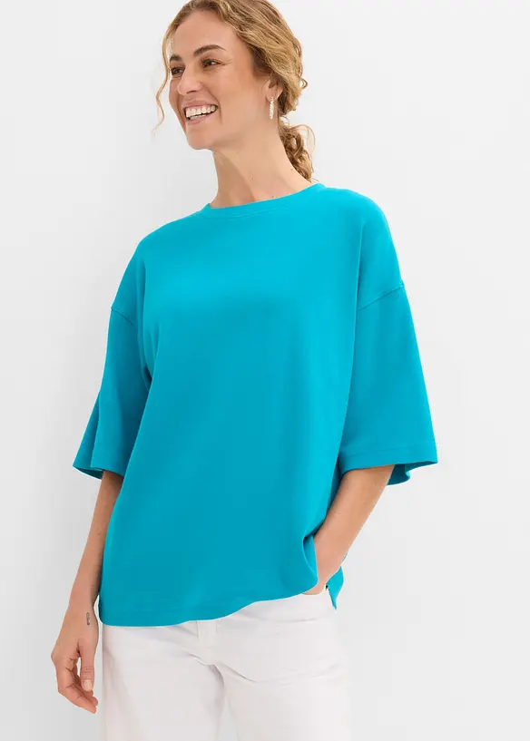 Oversizetopp av tjock jersey i ekologisk bomull, bonprix