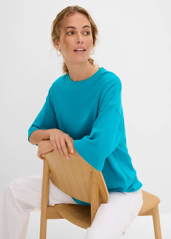 Oversizetopp av tjock jersey i ekologisk bomull, bonprix