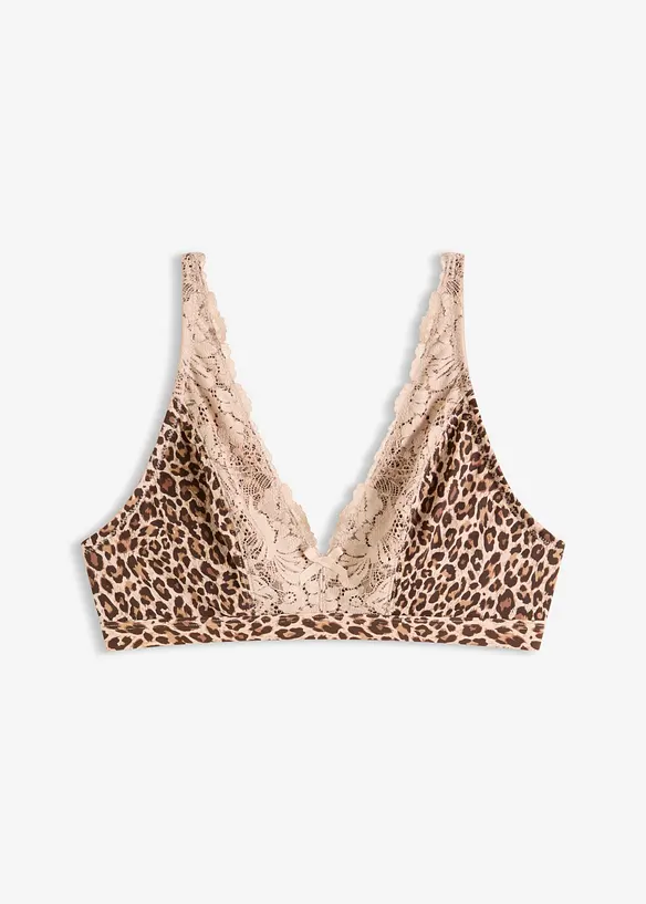 Bralette utan bygel, med mjukt foder och leopardm&ouml;nster, bonprix