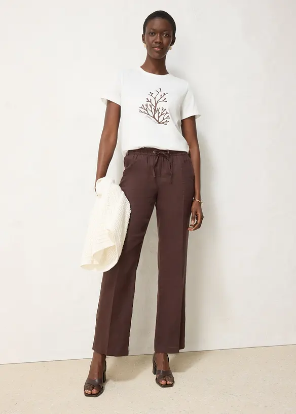 T-shirt med sidenandel och tryck, bonprix