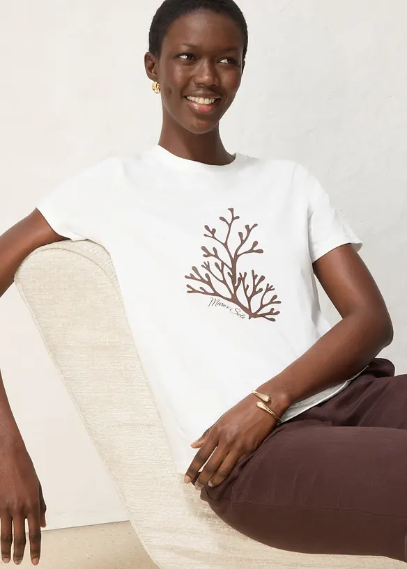 T-shirt med sidenandel och tryck, bonprix