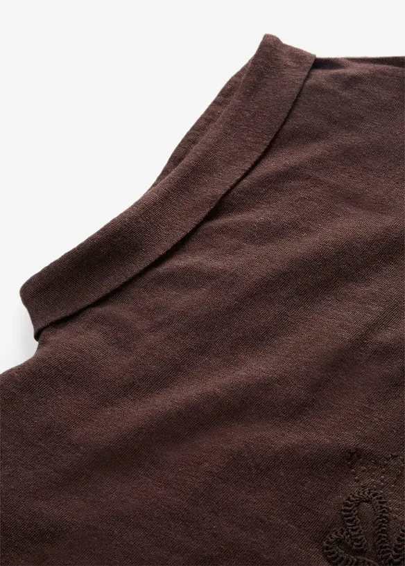 T-shirt i linne med broderi, bonprix