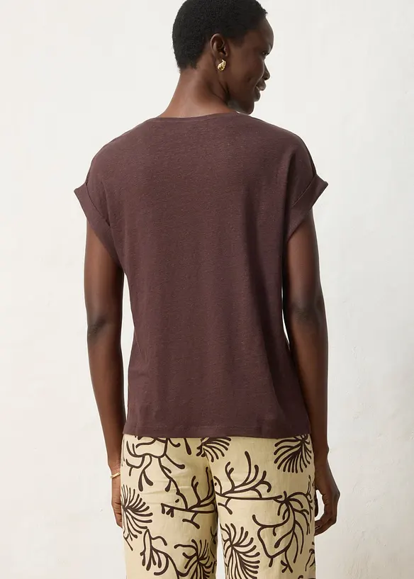 T-shirt i linne med broderi, bonprix