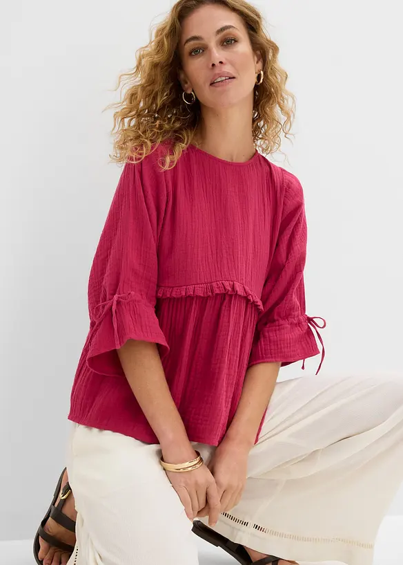 Blustopp av luftig muslin, bonprix