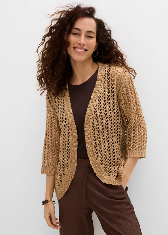 H&aring;lm&ouml;nstrad cardigan med paljetter, bonprix