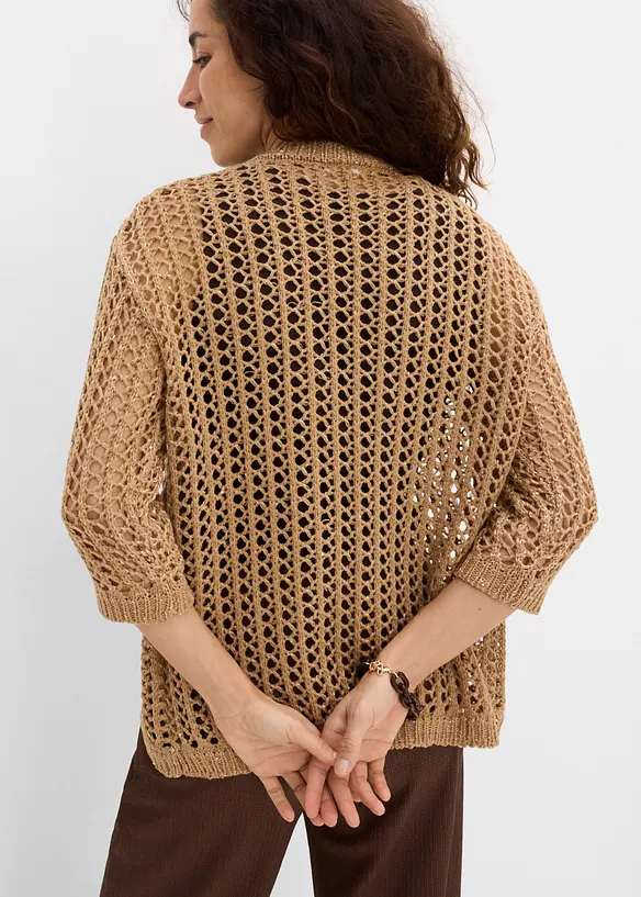 H&aring;lm&ouml;nstrad cardigan med paljetter, bonprix