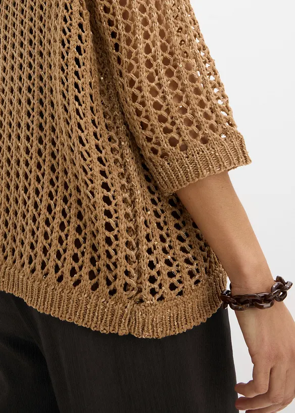 H&aring;lm&ouml;nstrad cardigan med paljetter, bonprix