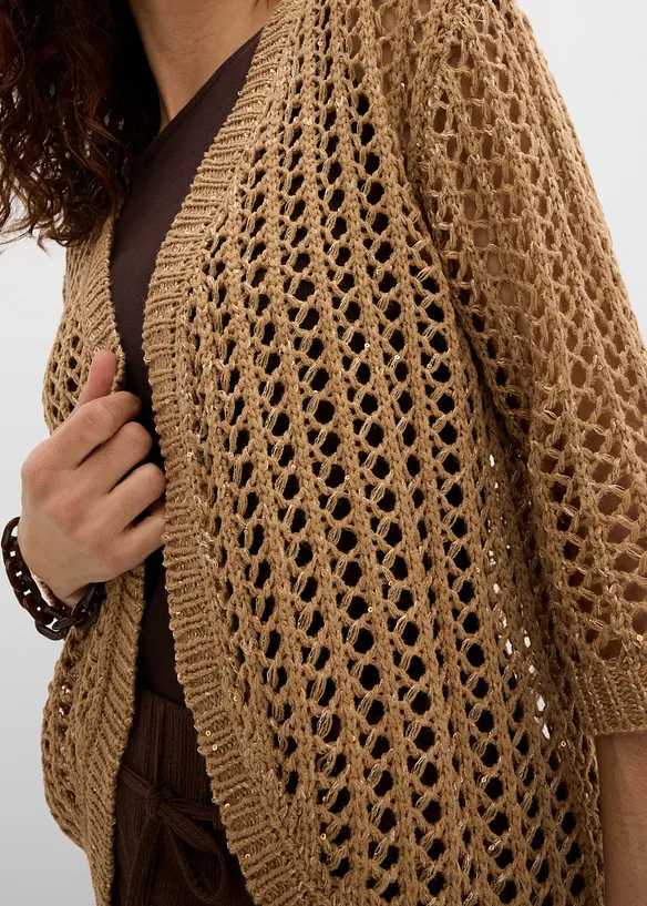 H&aring;lm&ouml;nstrad cardigan med paljetter, bonprix