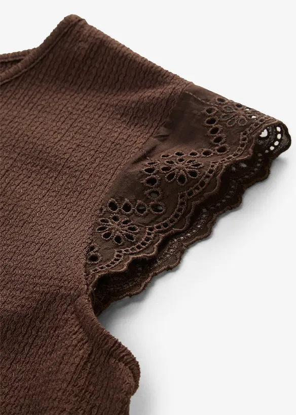 &Auml;rml&ouml;s topp i kr&auml;pp med struktur, bonprix