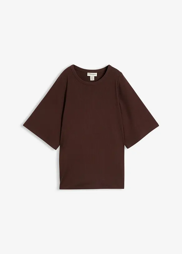 Ribbstickad topp i viskosmix, bonprix