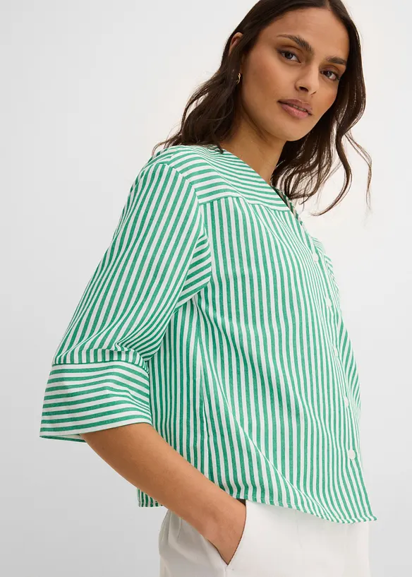 Randig blus i bomull, bonprix