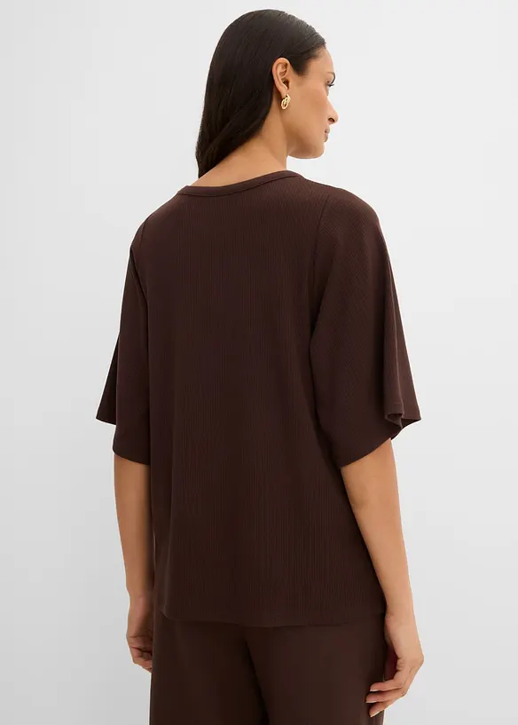 Ribbstickad topp i viskosmix, bonprix