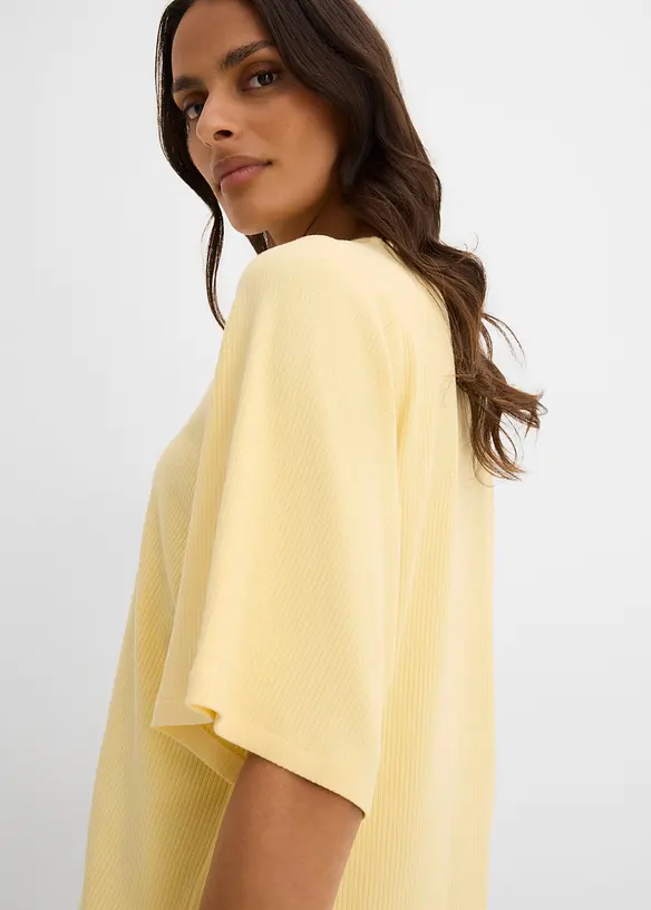 Ribbstickad topp i viskosmix, bonprix