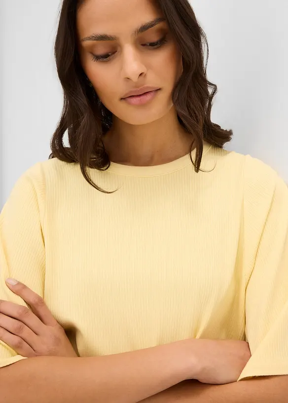 Ribbstickad topp i viskosmix, bonprix