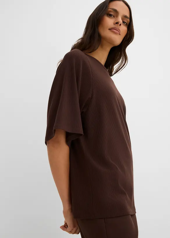 Ribbstickad topp i viskosmix, bonprix