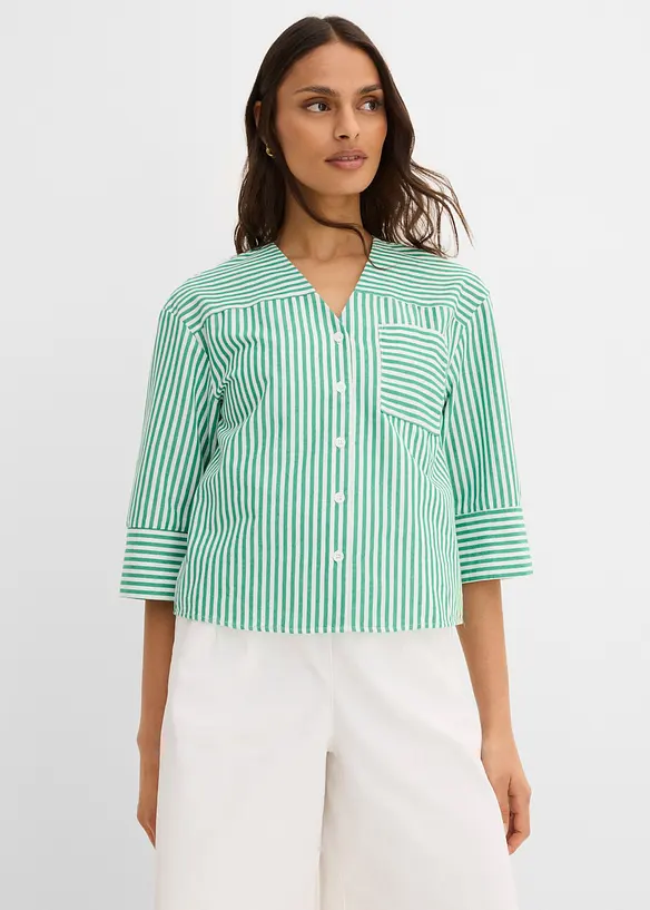 Randig blus i bomull, bonprix