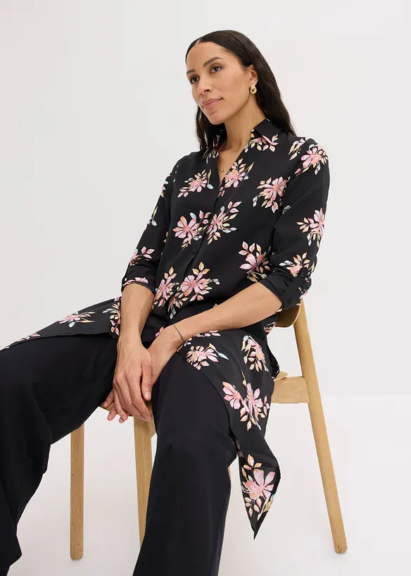 L&aring;ng blus i mjuk viskosmix, bonprix
