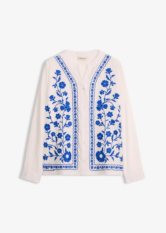 Blus av bomull med broderi, bonprix
