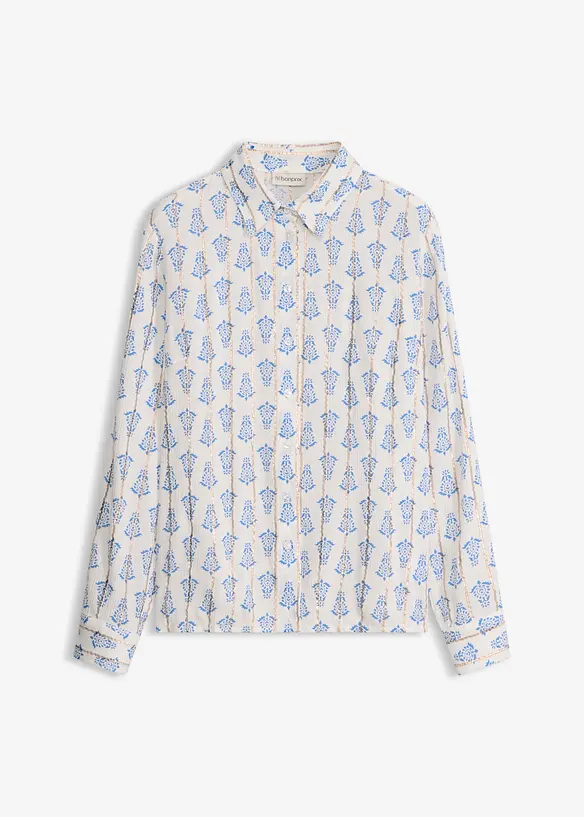 Blus av viskos med struktur och glittrande effekter, bonprix