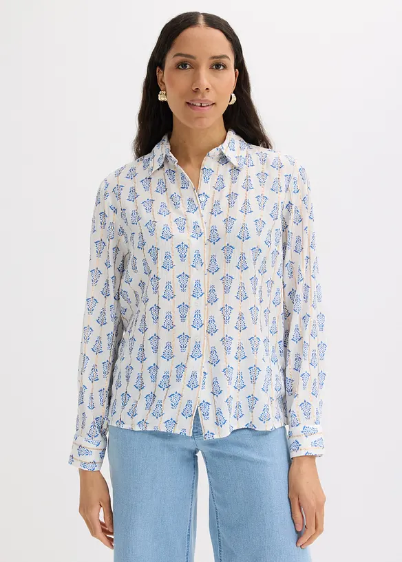 Blus av viskos med struktur och glittrande effekter, bonprix