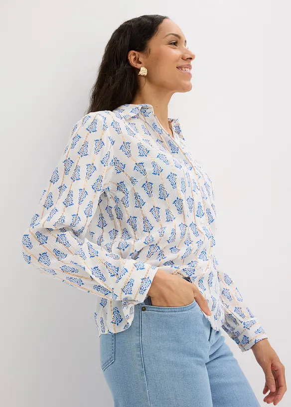 Blus av viskos med struktur och glittrande effekter, bonprix