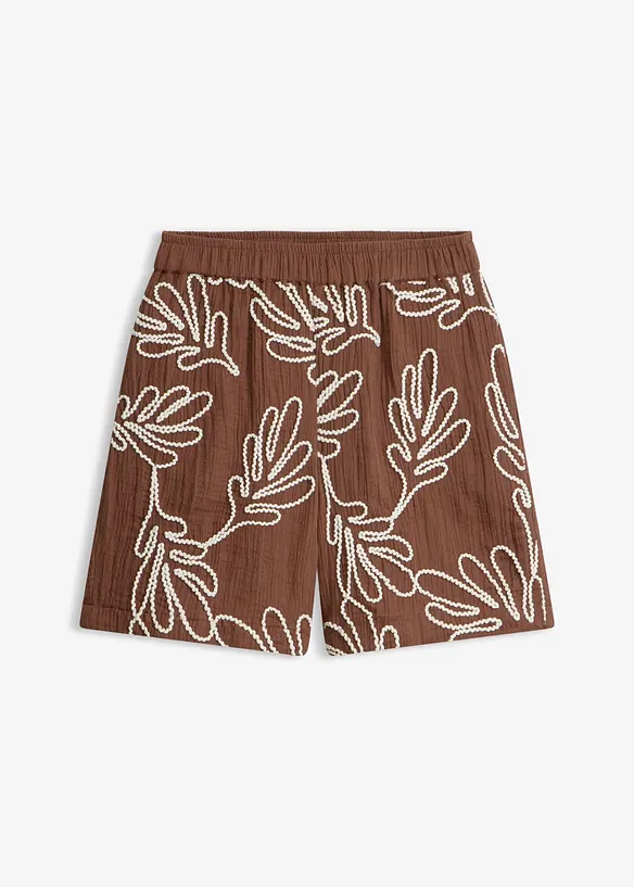 Shorts av bomull med broderi, bonprix