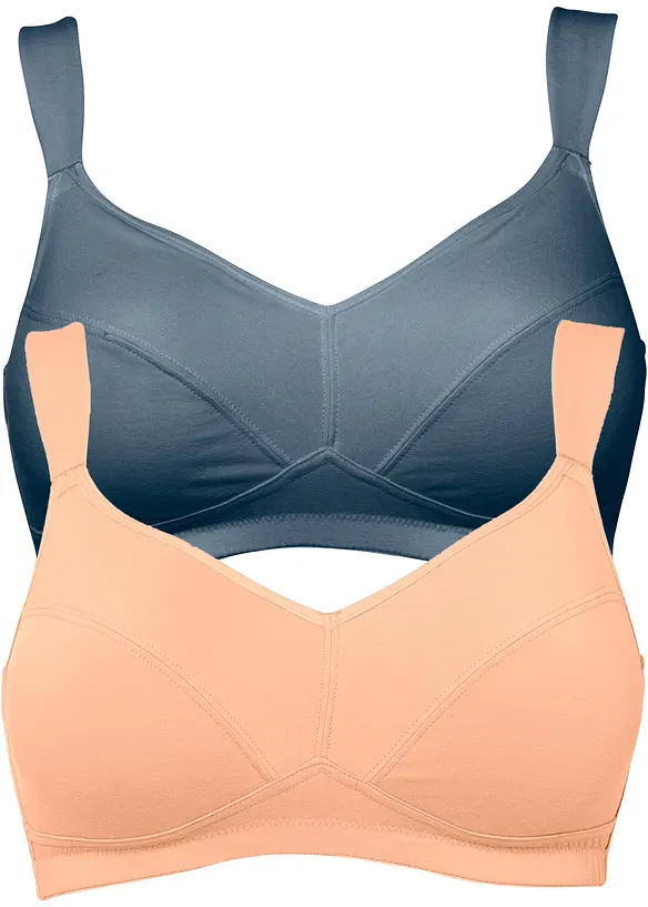 BH utan bygel med ekologisk bomull (2-pack), bonprix