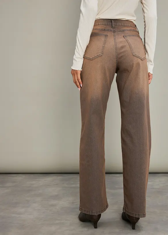 Vida jeans med h&ouml;g midja, vintagetv&auml;ttade, bonprix