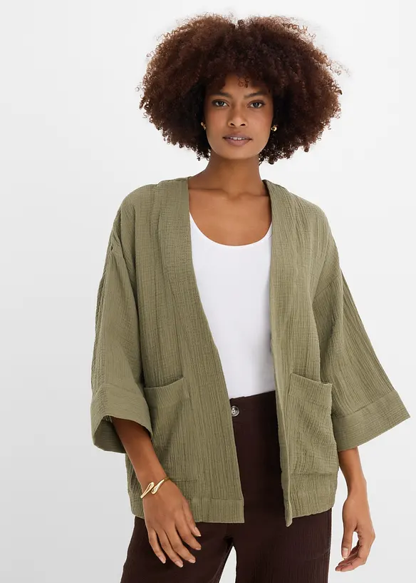 Kimono i luftig bomullsmuslin, bonprix