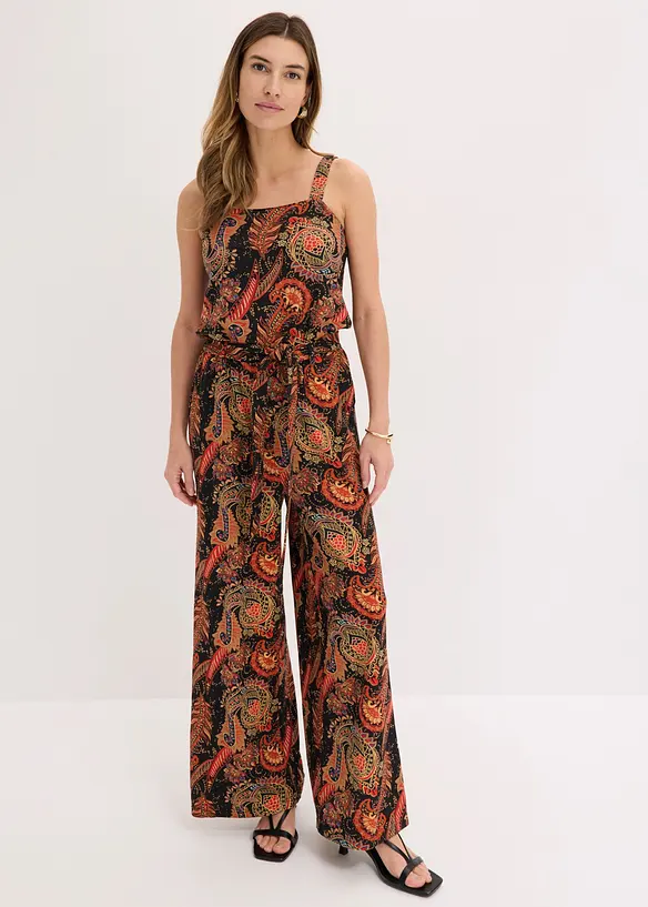 M&ouml;nstrad jumpsuit i jersey av mjuk viskosmix, bonprix