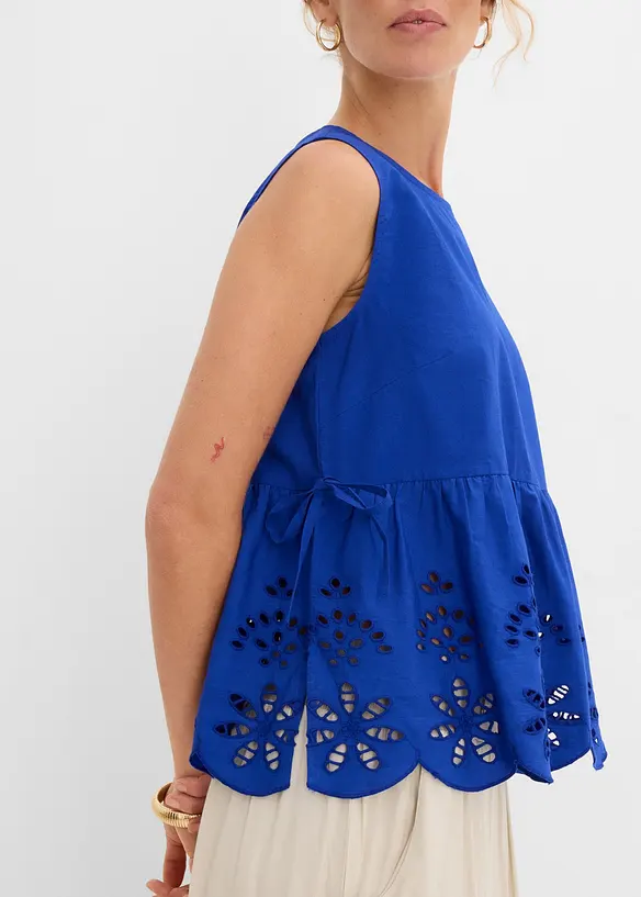Bluslinne med slits och h&aring;lbroderi, bonprix