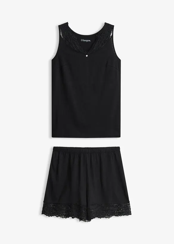 Pyjamas med shorts, i mjuk viskosmix, bonprix