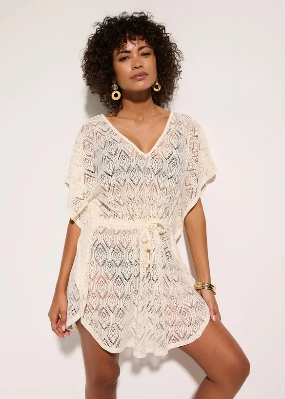 Transparent strandtunika av spets, bonprix