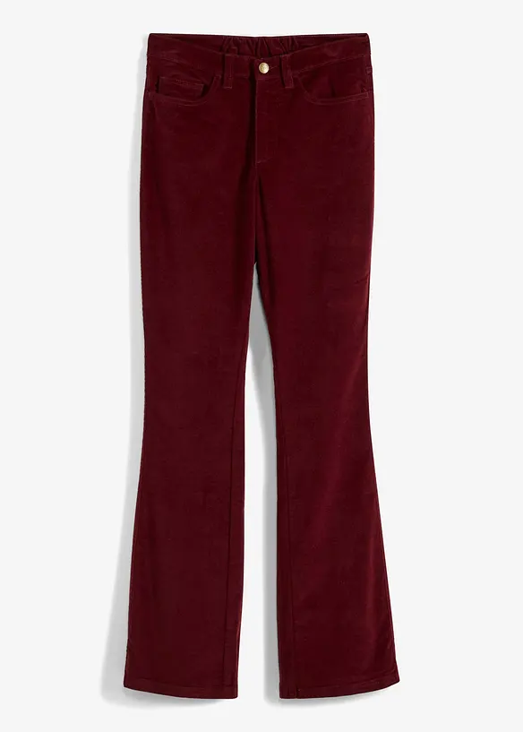 Stretchig manchesterbyxa med bekv&auml;m h&ouml;g midja och vida ben, bonprix