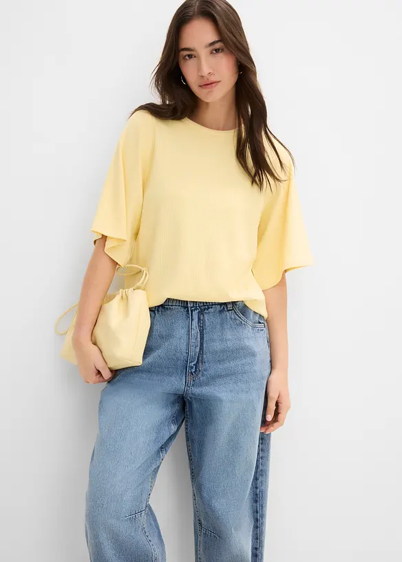 Barrel Jeans High Waist cropped, bonprix