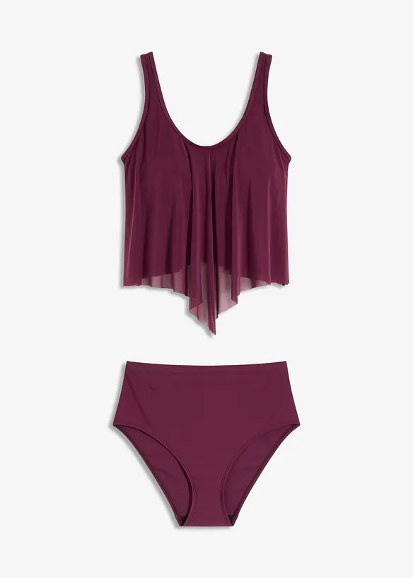 Tankini med transparent mesh (2 delar), bonprix