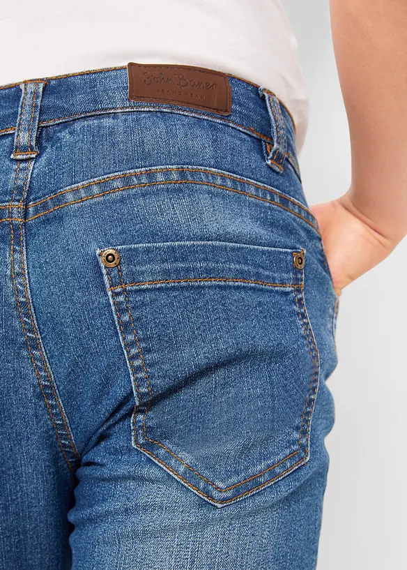 Regular Fit Stretch Jeans med f&ouml;rst&auml;rkt kn&auml;parti f&ouml;r barn, Straight, bonprix