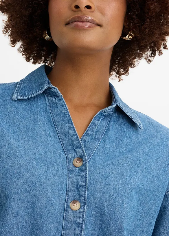 Blustunika i denim av ekologisk bomull, bonprix