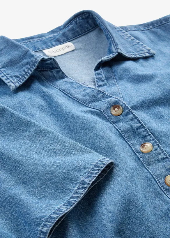 Blustunika i denim av ekologisk bomull, bonprix