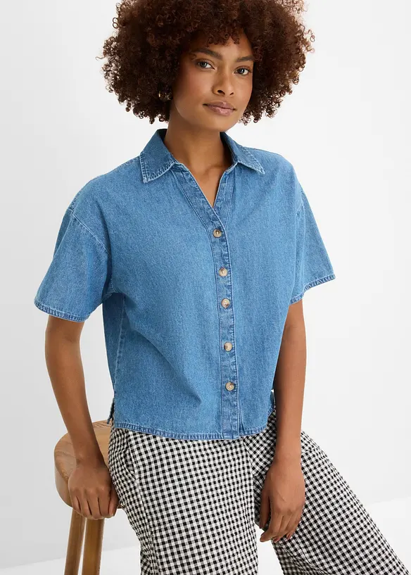 Blustunika i denim av ekologisk bomull, bonprix