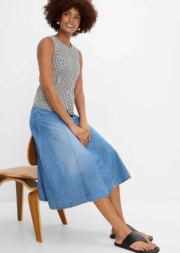 L&auml;tt jeanskjol med reglerbar midja, bonprix